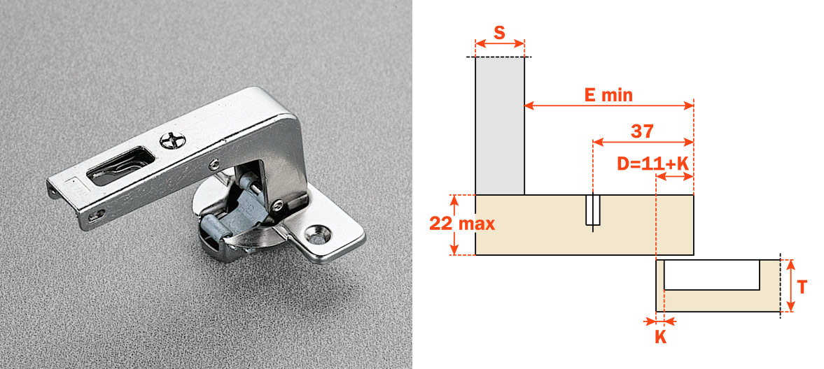 SELF-CLOSING Series 200 - 110° opening - Long crampon hinge
