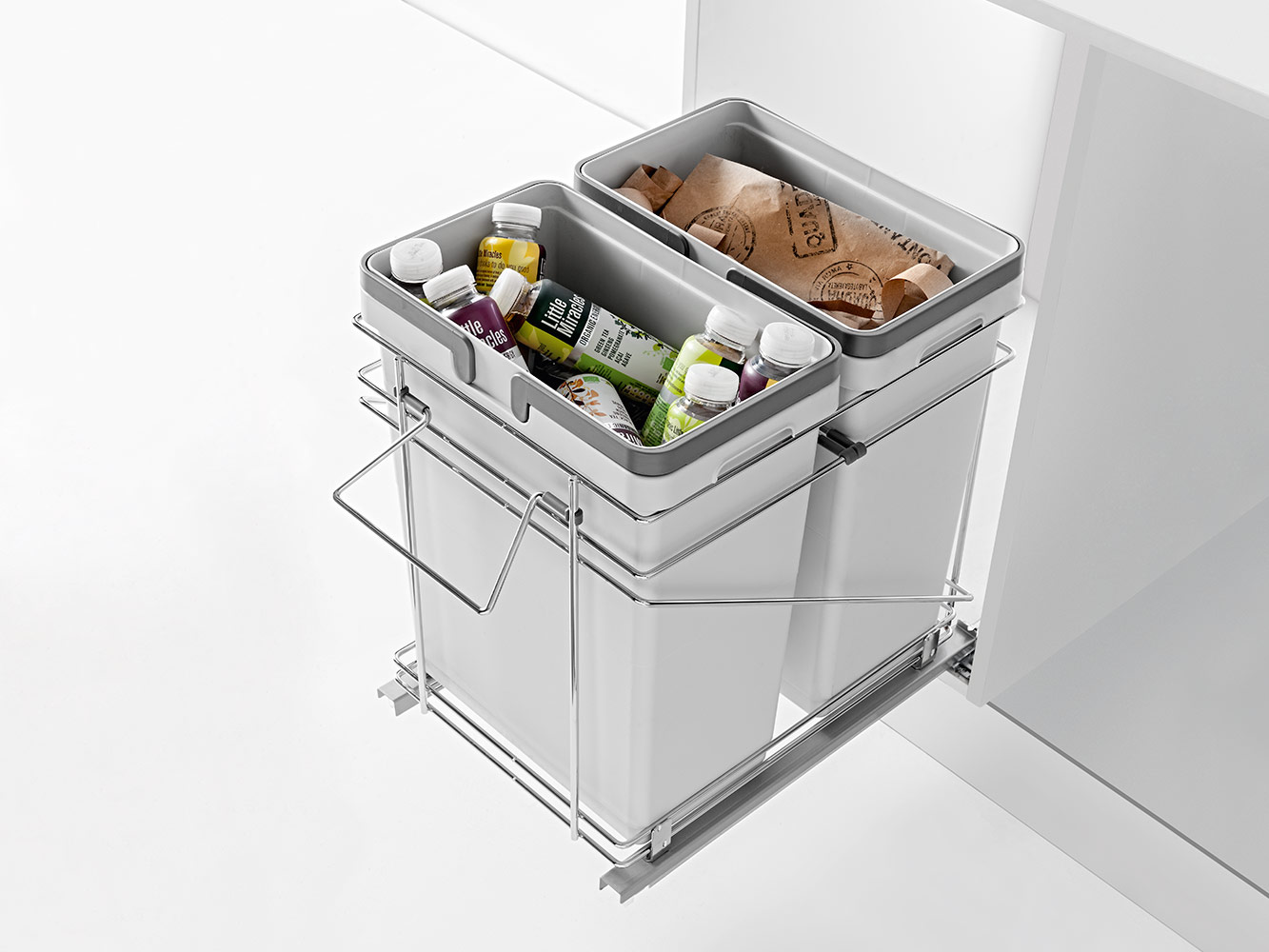 Double 35 qt Pullout Waste Bins