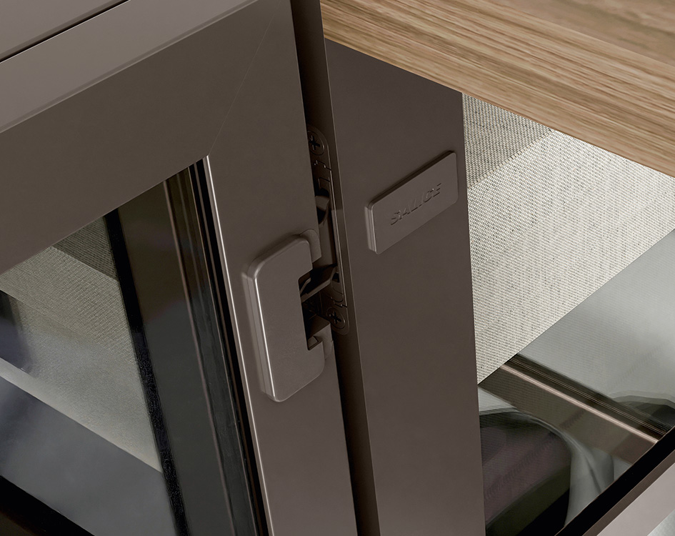 Bisagra invisible para puertas con perfiles de aluminio-2